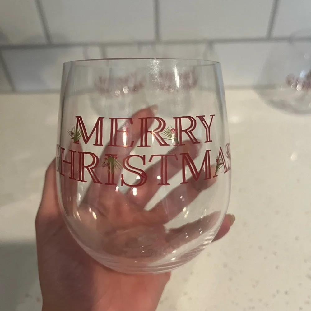 Threshold Merry Christmas Stemless Wine Glasses - Set of 4